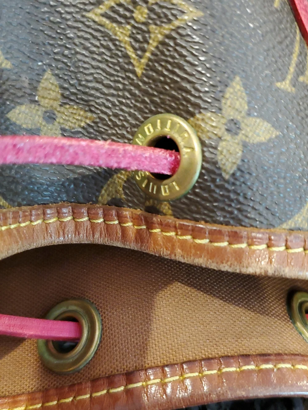 Louis Vuitton Monogram Canvas Bucket Bag with Pink Tassel Trim